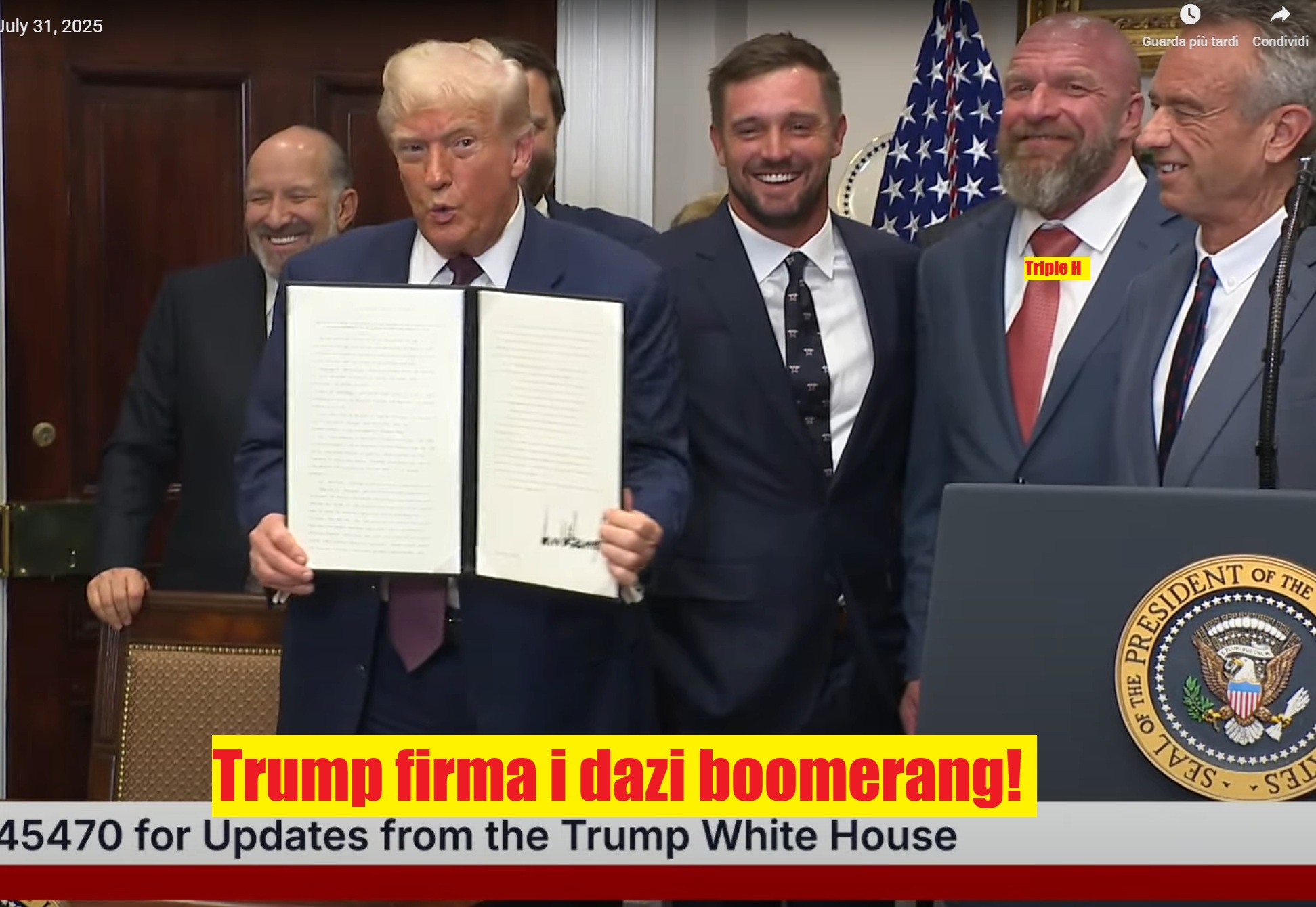 immagine di dominio pubblico e libero uso, tratta dal video della White House.