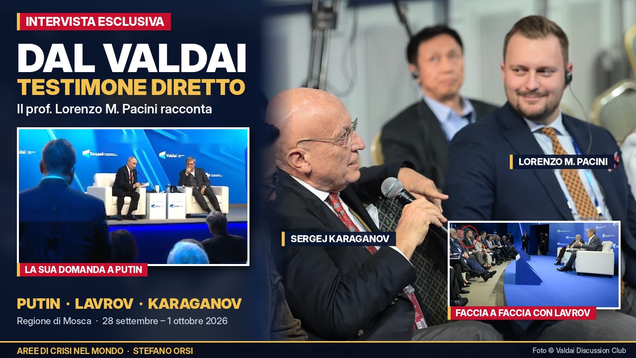 Immagini di libero uso impaginate dall'autore mediante AI e tratte da foto personale di Lorenzo M. Pacini o direttamente dal Valdai Club